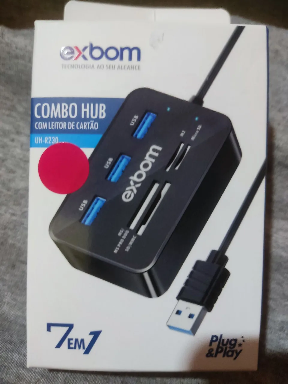 Combo Hub 7 em 1 com Leitor de Cartão Exbom