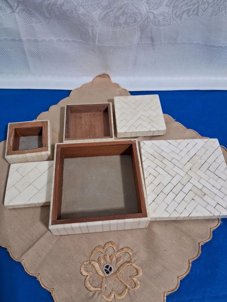 Conjunto de Caixas Antigas em Osso - Artesanato Fino e Raro - Foto 5