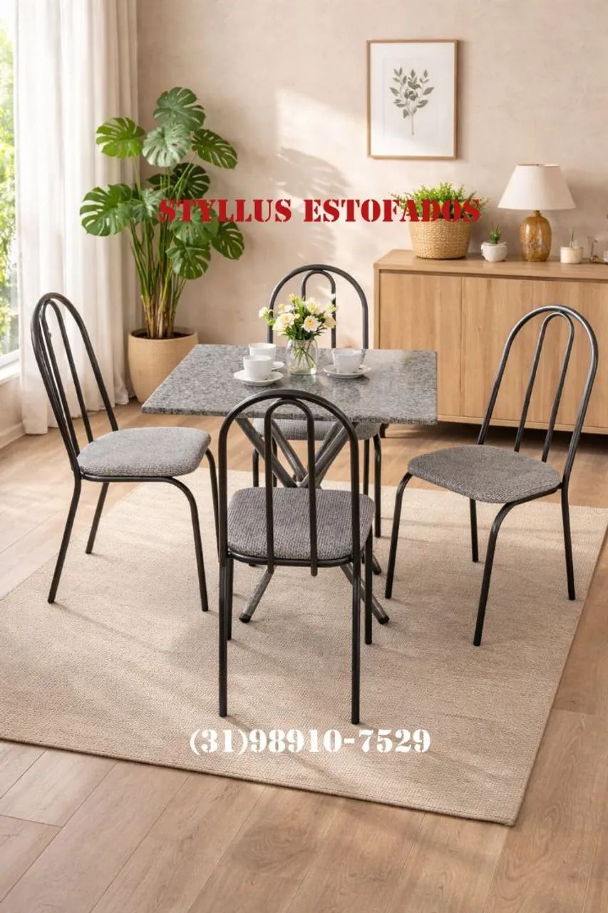 Mesa tubular com 4 cadeiras 