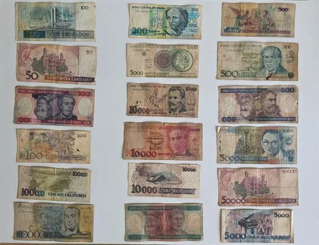 Coleção 18 cédulas antigas do Brasil - diversas épocas