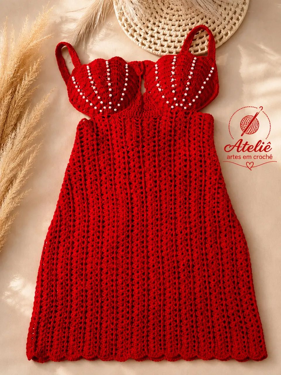 Vestidos em Crochê  com Pérolas elegante