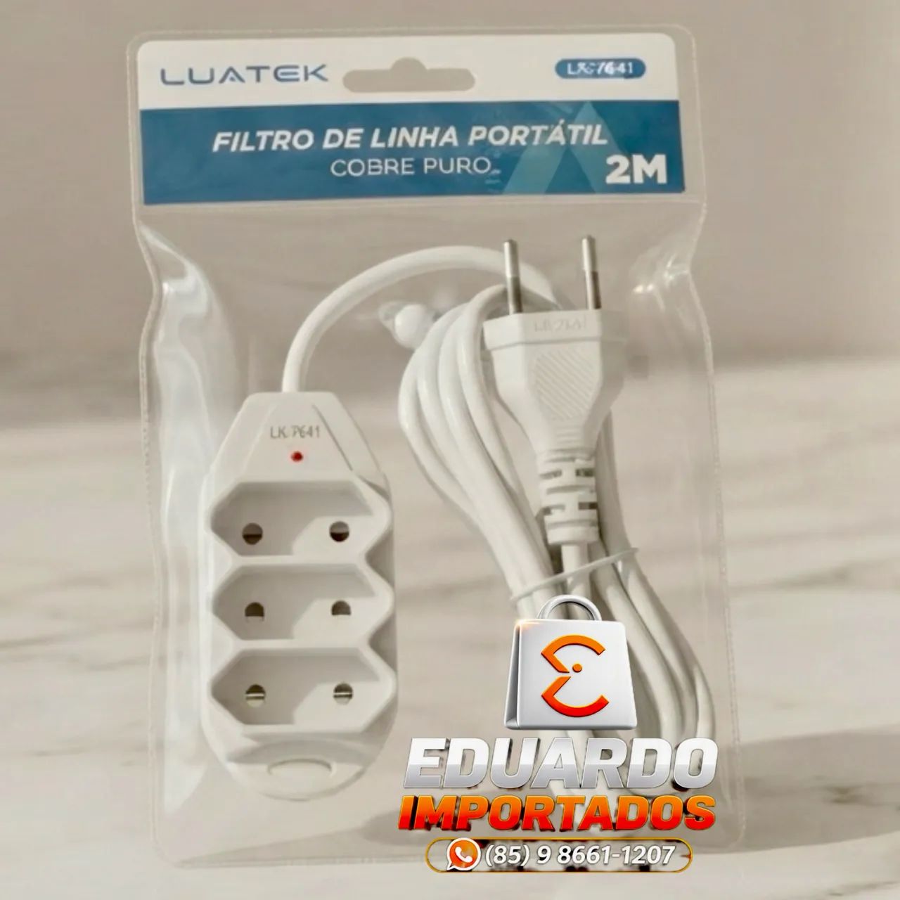 Extensão Elétrica de 2 Metros com 3 Tomadas 