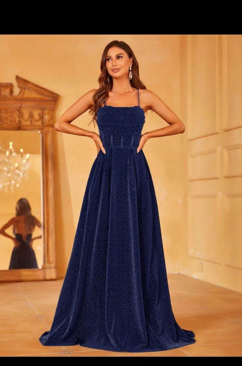VESTIDO AZUL MARINHO COM GLITTER 