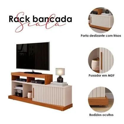 Rack Bancada para Sala Ambiente Scala Freijó /  Off White Para TV Até 47 Polegadas Dj<br><br> - Foto 2