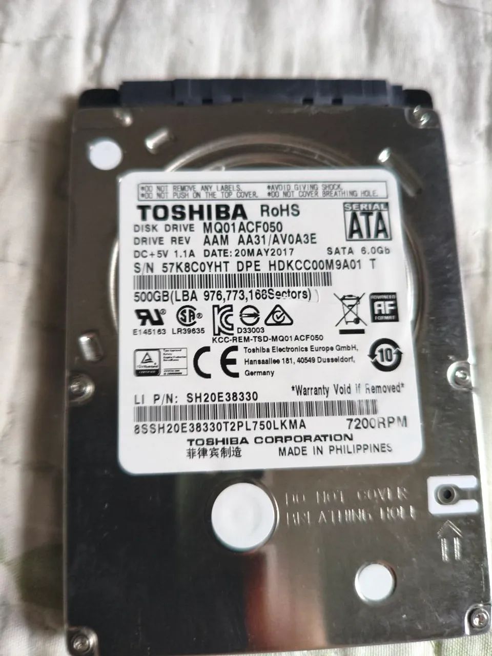 HD sata Toshiba 2,5 polegadas