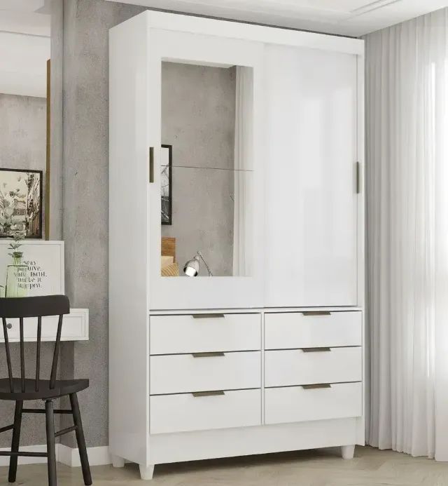 Guarda Roupa Sevilha com Espelho Branco