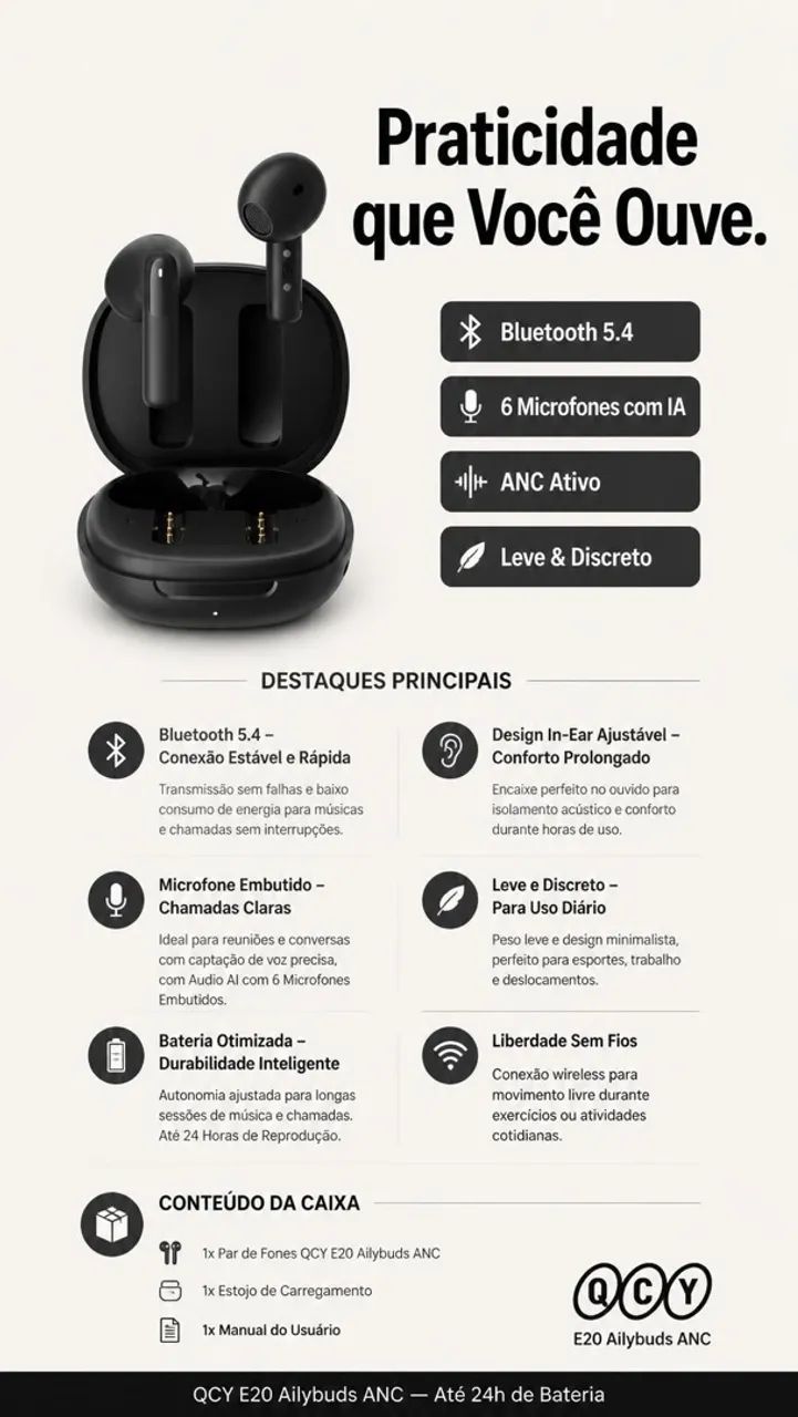 Fone qcy E20 anc earbuds