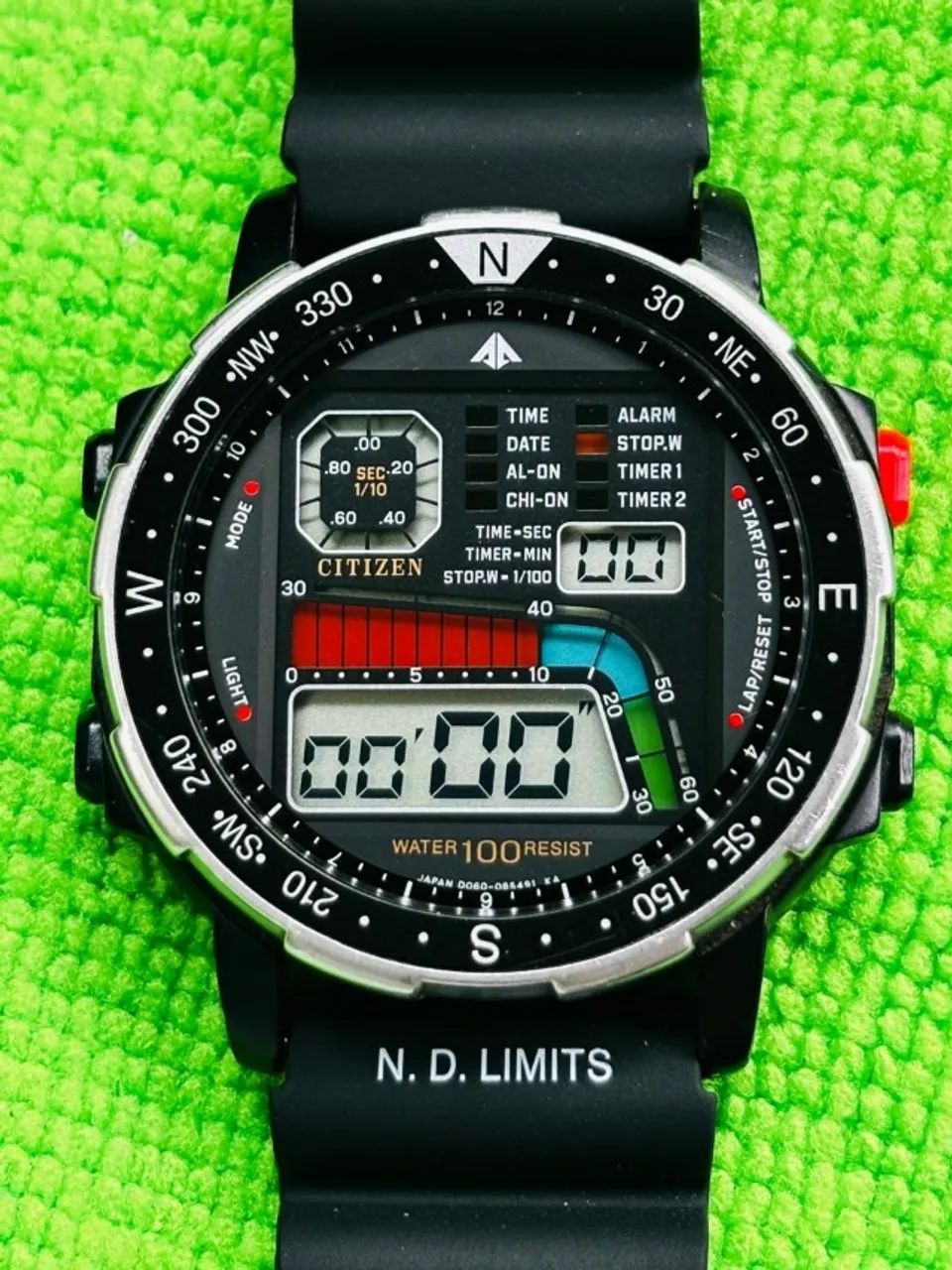Citizen Windsurf D060 Black Zero na Caixa Anos 80 Época do