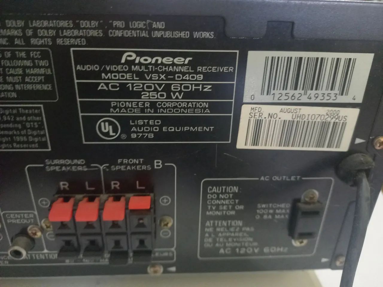 Receiver Pioneer vsx0409 - Foto 3
