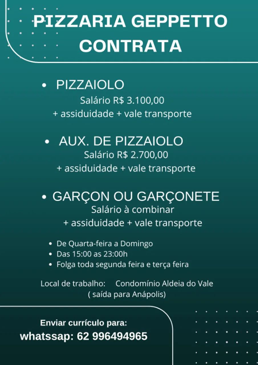 PIZZARIA GEPPETTO CONTRATA