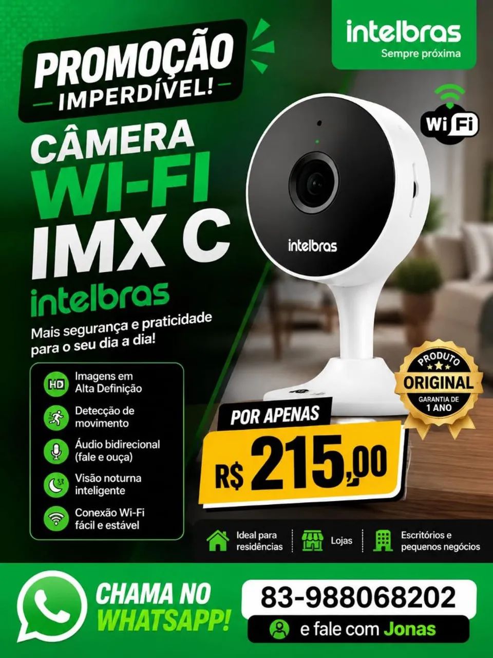 CÂMERA WI-FI IMX C DA INTELBRAS 