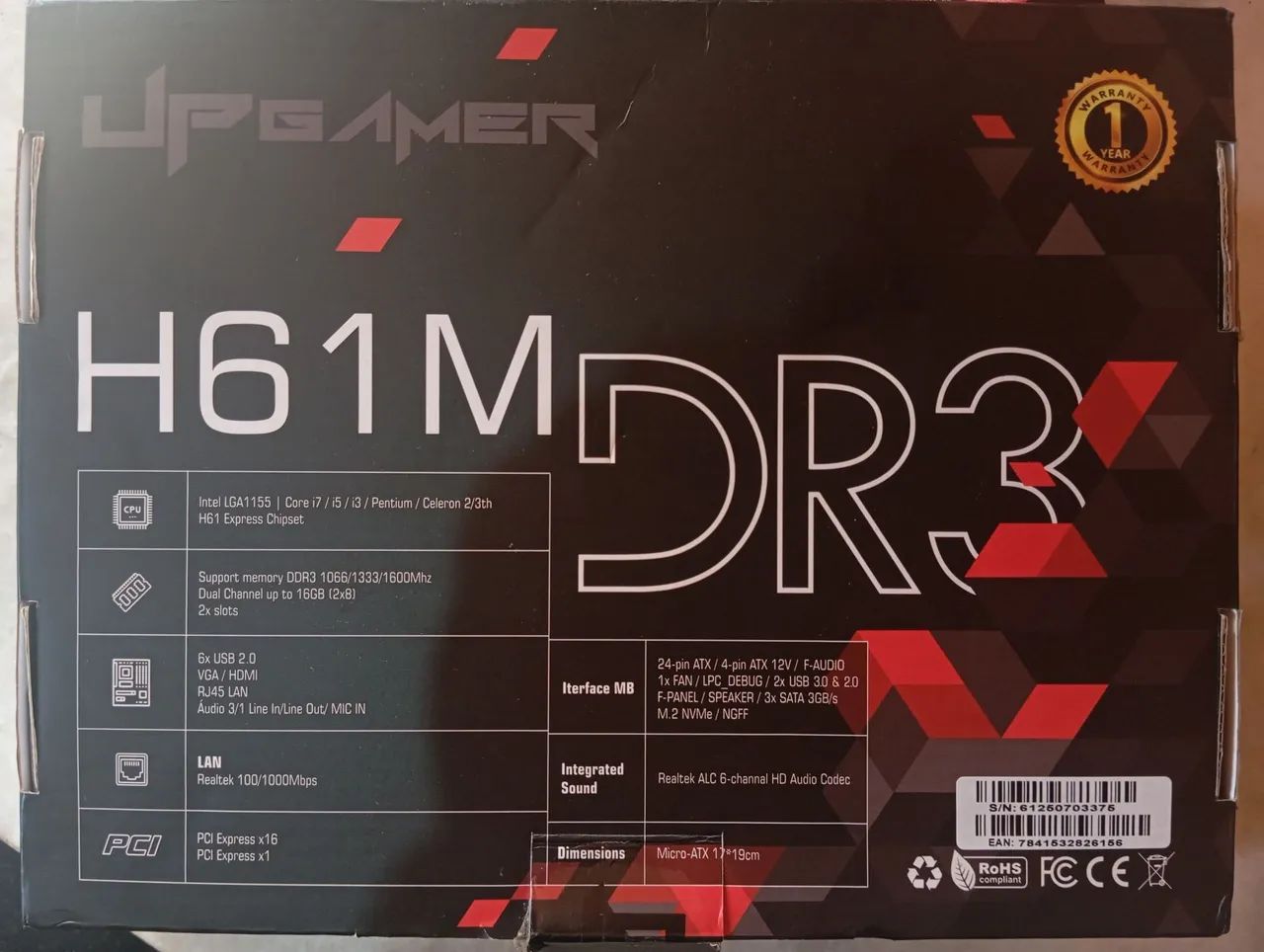 PLACA-MÃE H61 LGA 1155 + CAIXA E ACESSÓRIOS - Foto 4