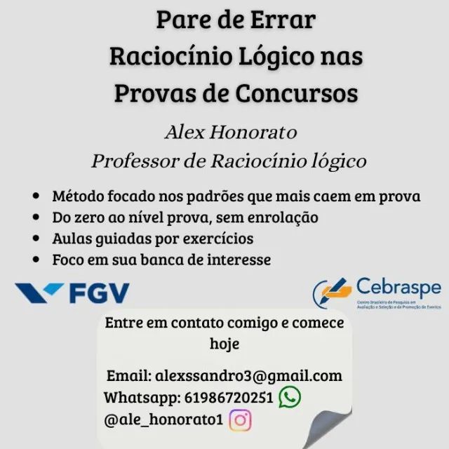 Professor de Raciocínio Lógico e Matemática para Concursos Públicos