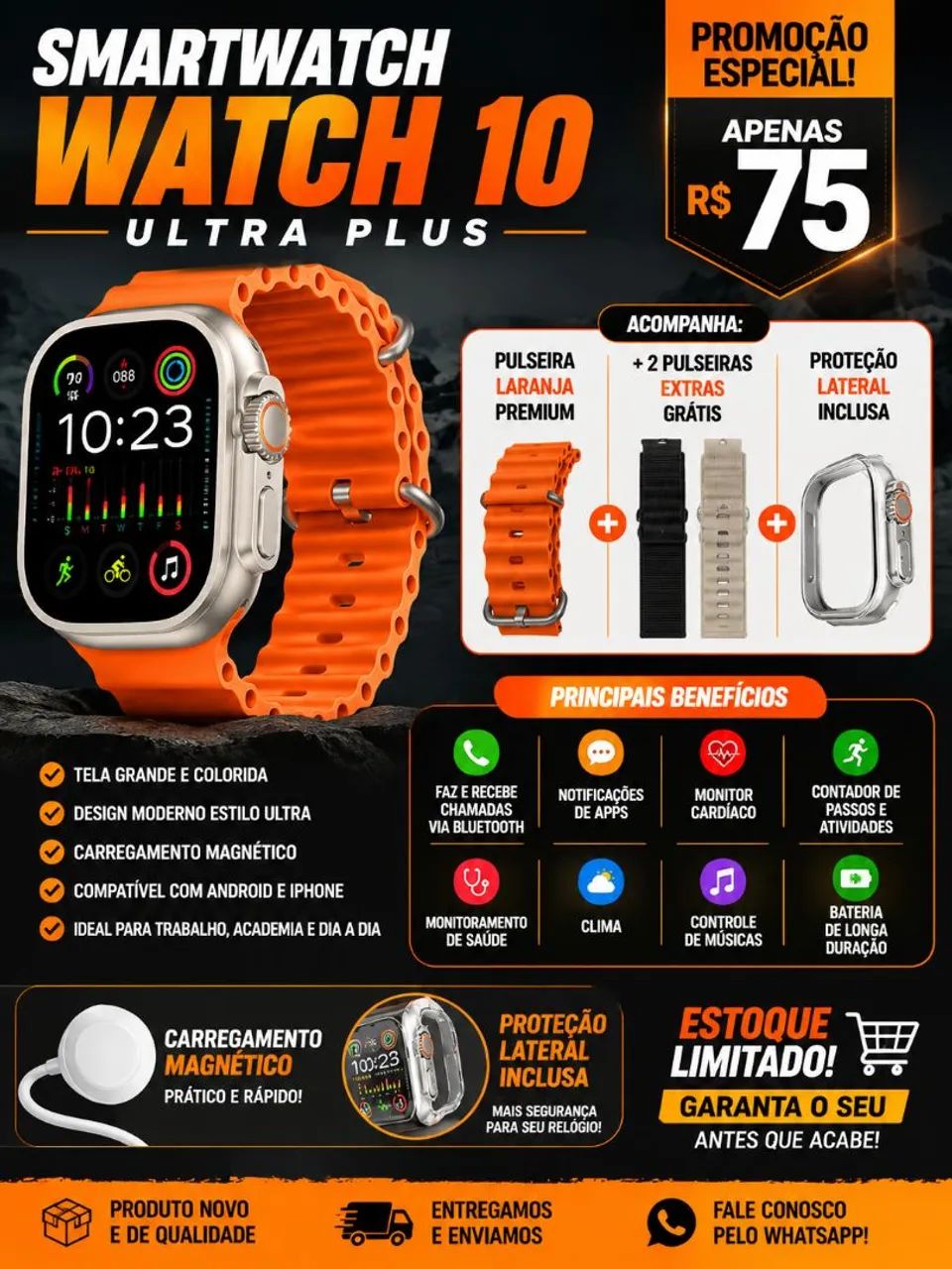 SMARTWATCH ULTRA COM PULSEIRA EXTRA  - Foto 5