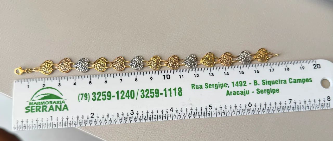 Pulseira Ouro 18 K Corações em 3 Banhos - Foto 3