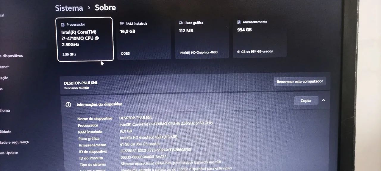 Notebook Dell i7 com SSD de 960 GB, 16 de ram com Win 11  - Foto 2