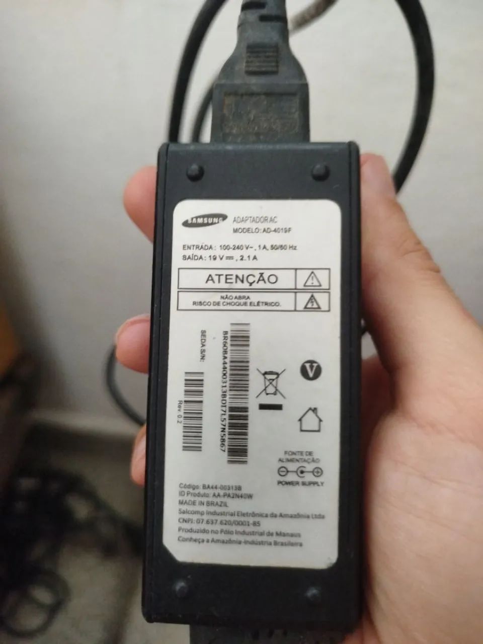 Carregador notebook Samsung 