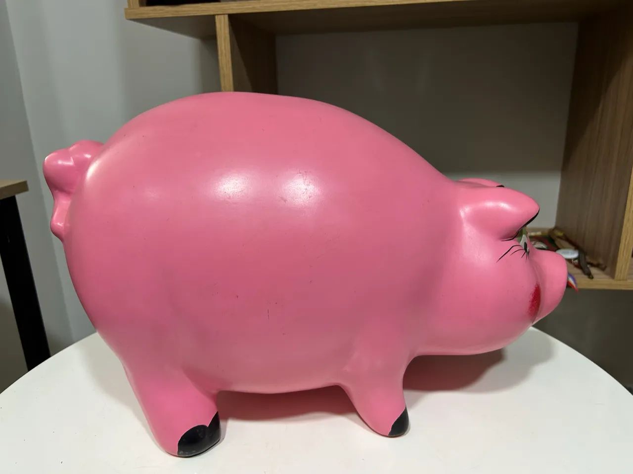 Antigo cofre porco rosa grande  - Foto 4
