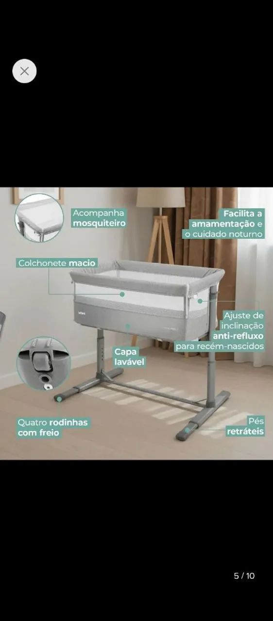 Berço acoplado MICHELANGELO NOVO - Foto 4