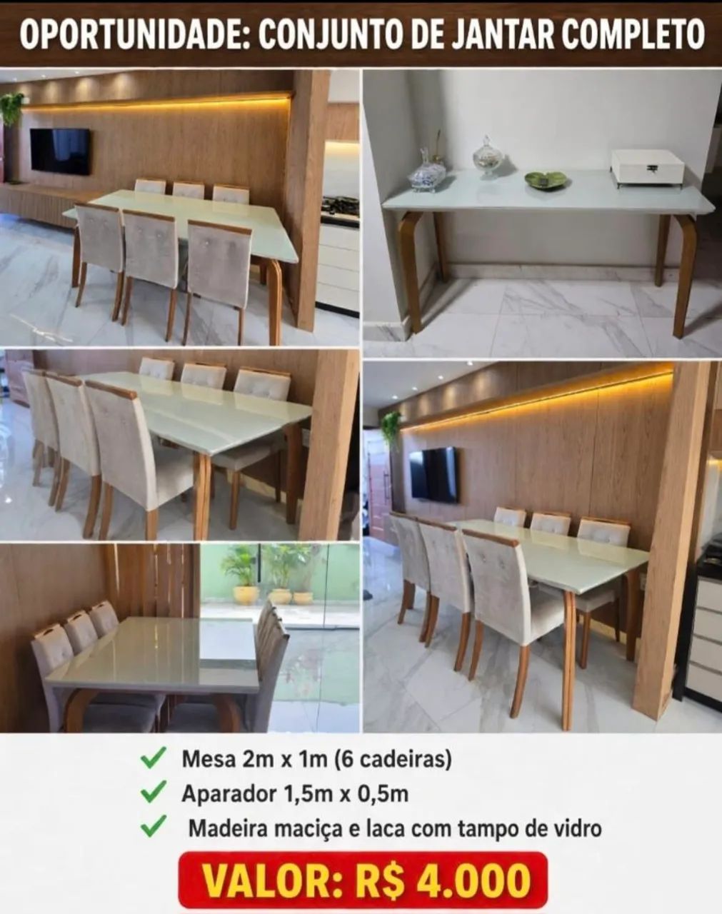 Mesa de Jantar com Cadeiras + Aparador e Máquina de Lavar Roupa  - Foto 3