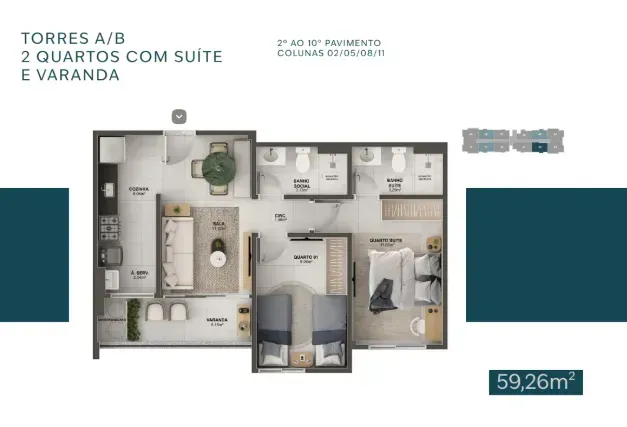 PLANTA 59m²