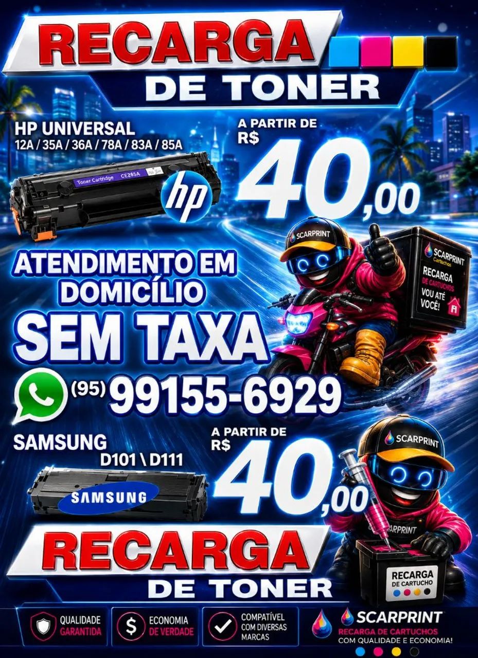 Recarga e venda de toner de impressora 