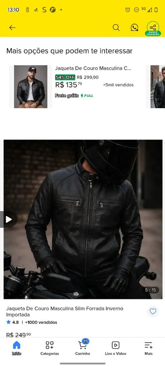 Jaqueta masculina de couro  - Foto 2