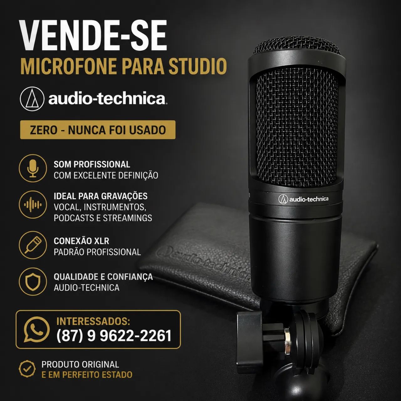 Vendo microfone para studio áudio técnica 