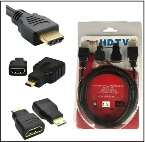 Kit Cabo Hdmi 3x1 - Hdmi / Mini Hdmi / Micro Hdmi 1.5m - Foto 3