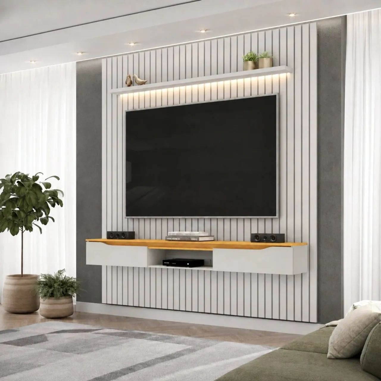 PAINEL PRATIC Branco ripado com Led - Foto 2
