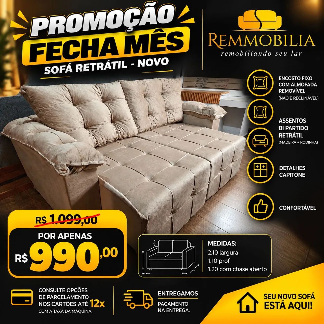 PROMOÇÃO FECHA MES SOFAS NOVOS ENTREGAMOS - Foto 2