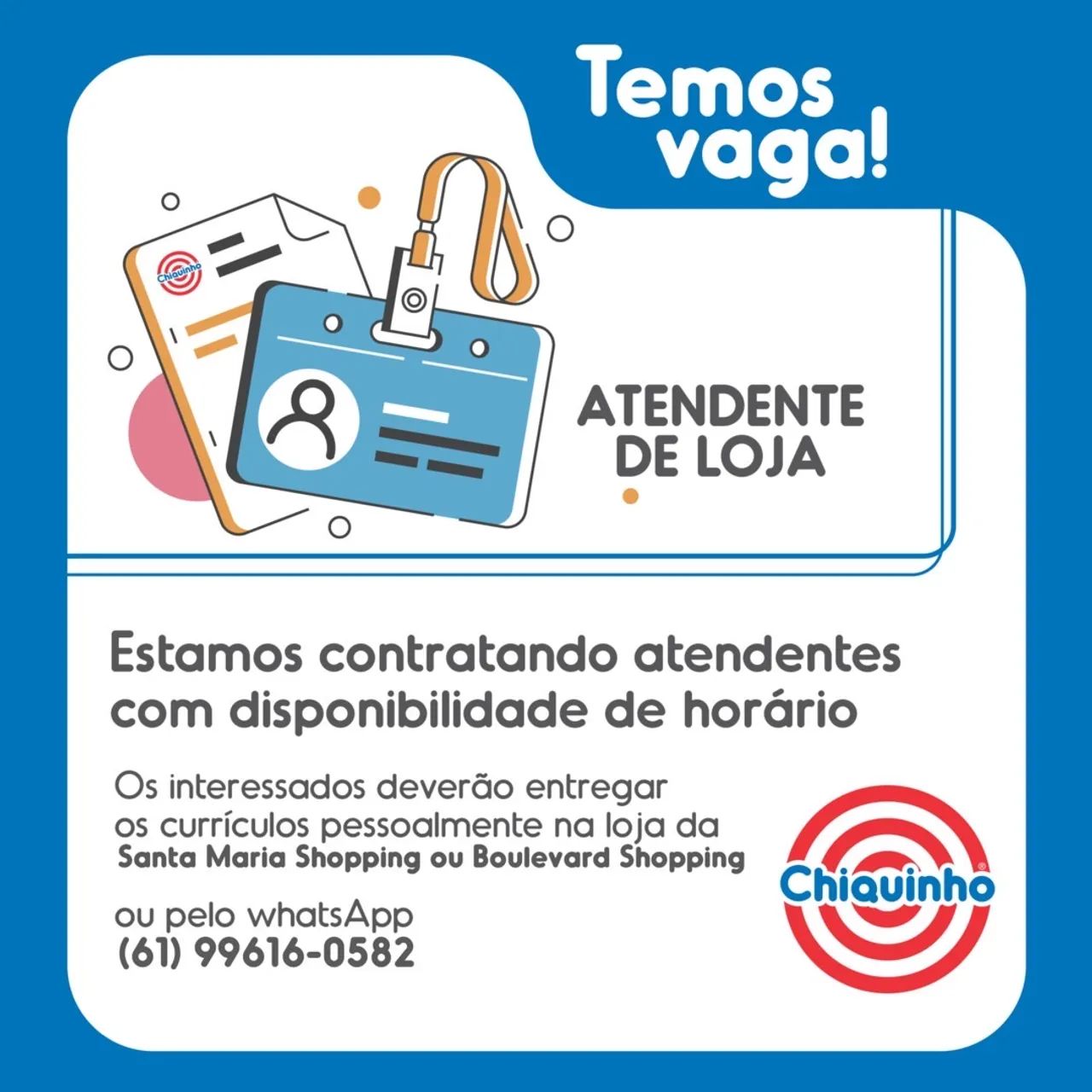 Vaga Atendente 5x2 e 12/36