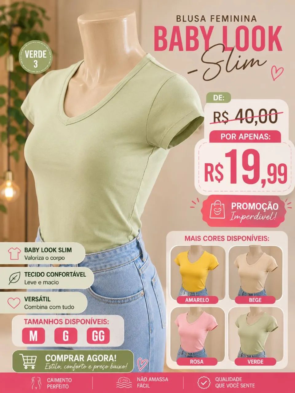 Blusa baby look Slim 