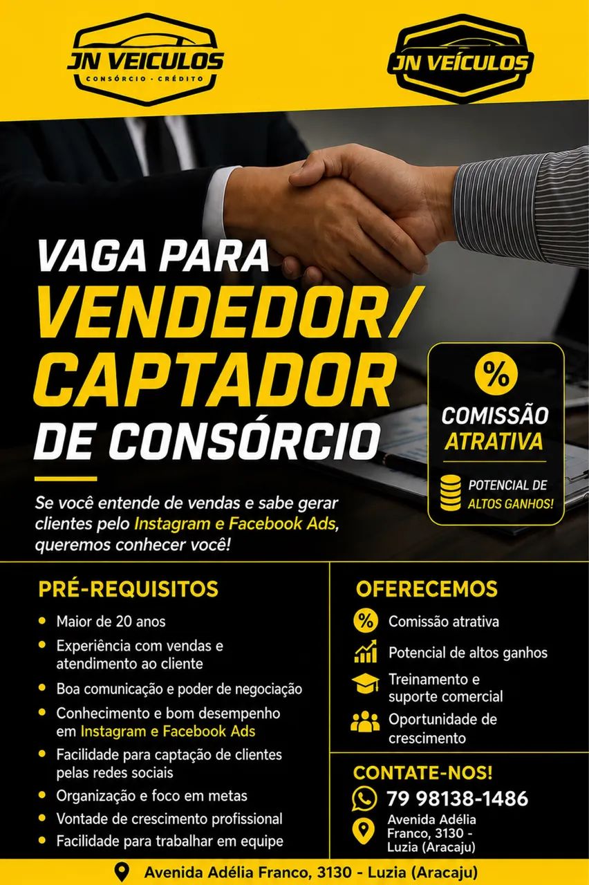 Vaga para Vendedor/Captador 