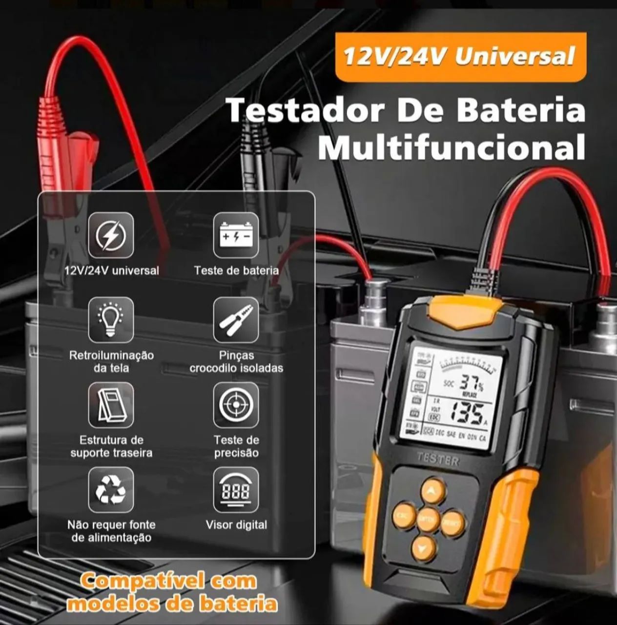Teste e Analisador de Baterias 12v-24v Foxsur - Foto 4