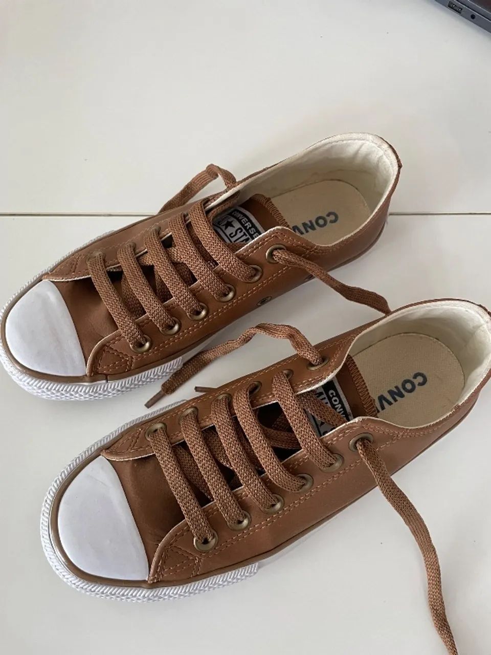 tênis converse all star de couro marrom