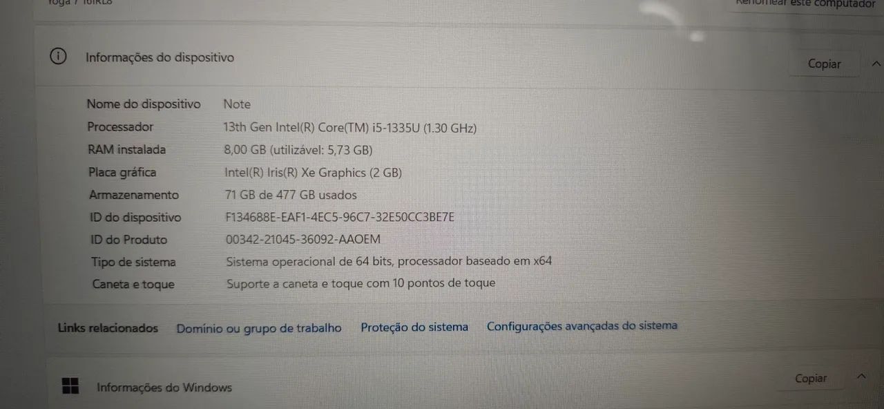 Vendo Notebook Yoga