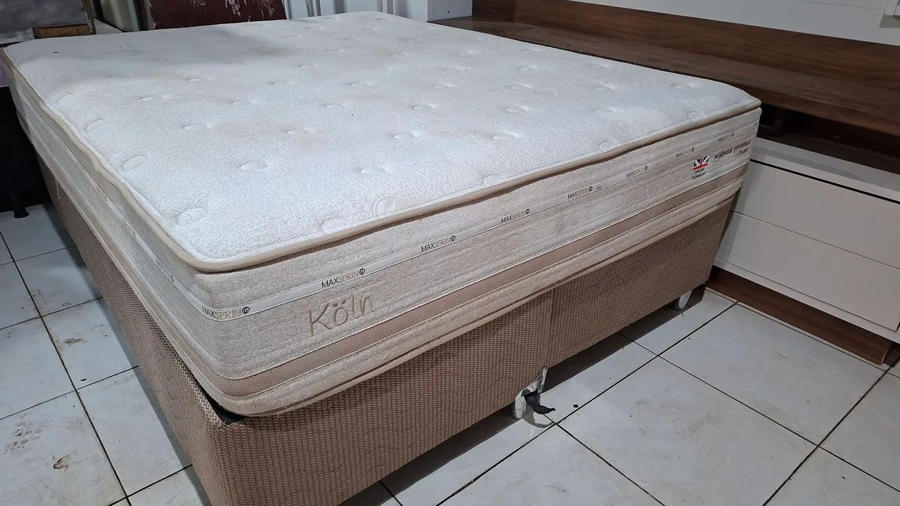 Cama box Queen size colchão herval molas ensacadas bambu 