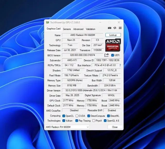 LAMD Radeon RX 6600M 8GB - Foto 3