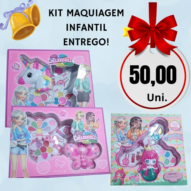 Kit Fashion Barbie Meninas Infantil Maquiagem Esmalte Laços Mecha