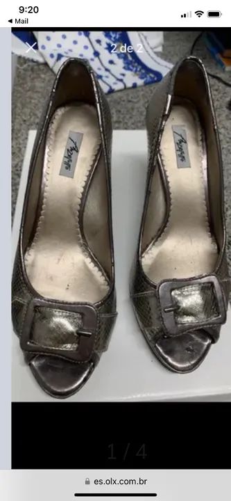 Sapato de couro prata 