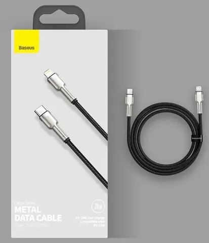 Cabo iPhone Baseus / pontas em metal / Tipo C PD 20W, Cabo de Dados, Carregamento Ráp
