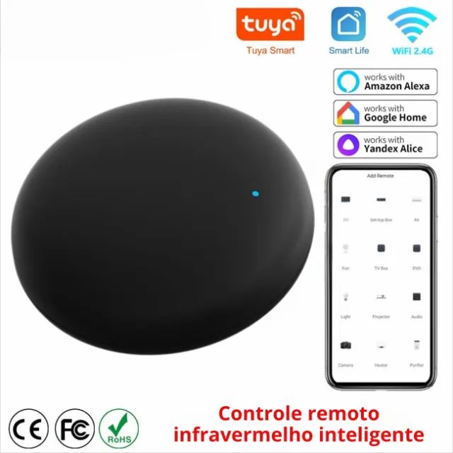 Controle Remoto Smart Life Tuya WiFi IR Funciona com Alexa Google Home Substitui TV Dvd