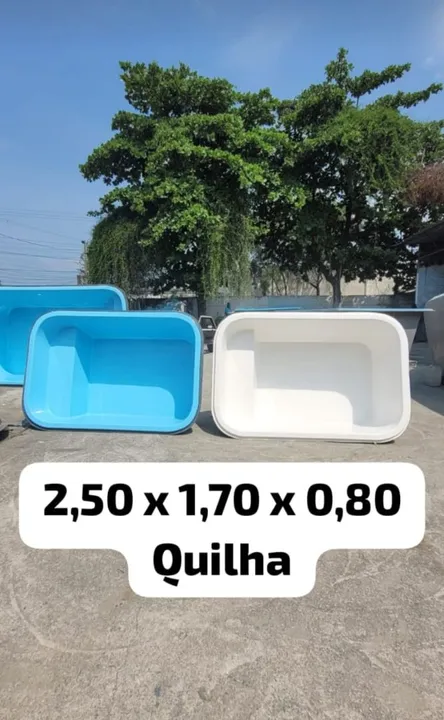 Piscina de fibra 2,50 x 1,70 x 0,80 - Quilha SEM INSTALAÇÃO