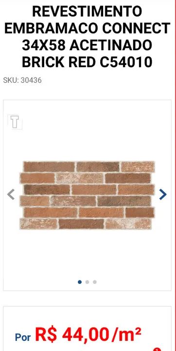 REVESTIMENTO EMBRAMACO CONNECT 34X58 ACETINADO BRICK RED C54010