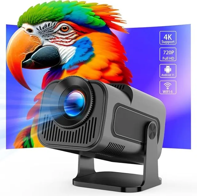 Mini Projetor Portátil, 4K 720P Full HD, Android 11, 5G WiFi 6, Bluetooth 5.0, Foco Ajustá
