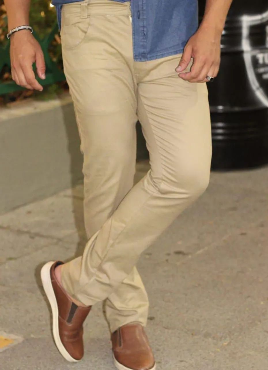 Calça Social Bege Masculina - Foto 2