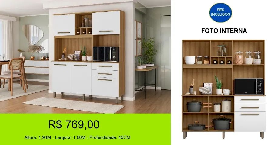 Cozinha novidade 2 Gavetas com nicho garrafeiro 