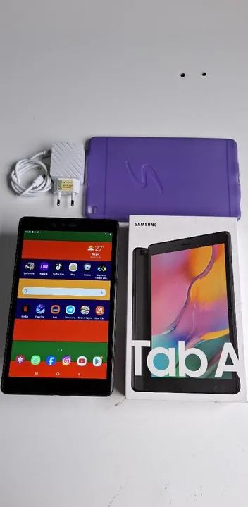 Tablet na caixa Tab A Samsung Pega chip 4G Vai completo