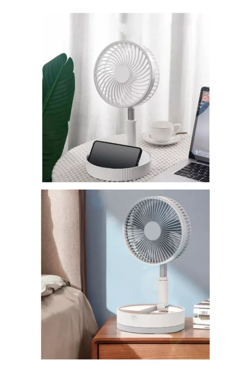 MINI VENTILADOR RECARREGAVEL PORTATIL DE MESA COM CONTROLE TEC OSCAR BRANCO - Foto 4